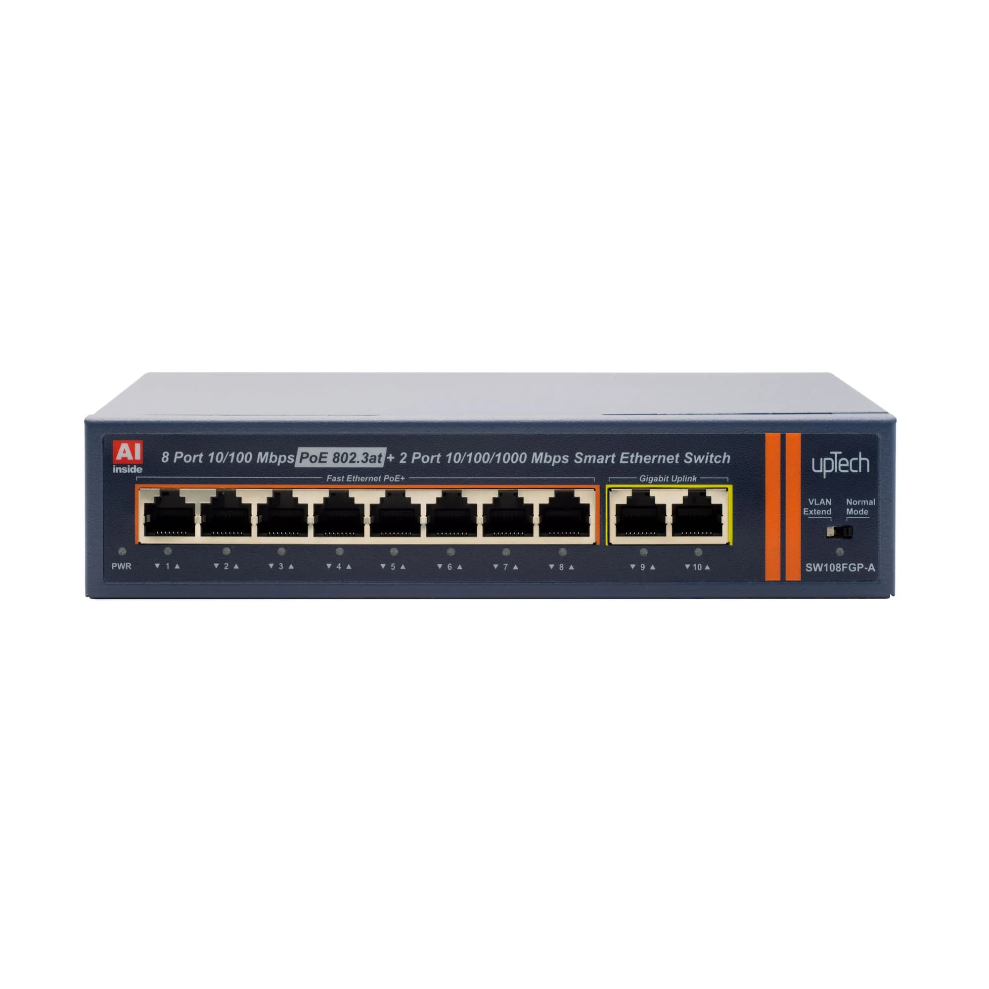 Uptech 8 kanal PoE switch